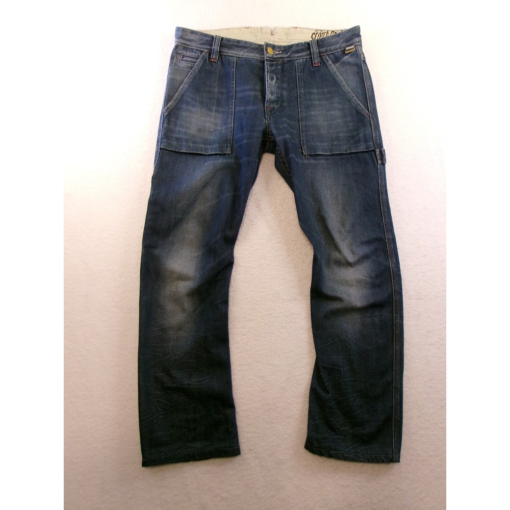 Scotch & Soda Jeans Mens‎ 33 Blue Button Fly Patch Pocket Amsterdam